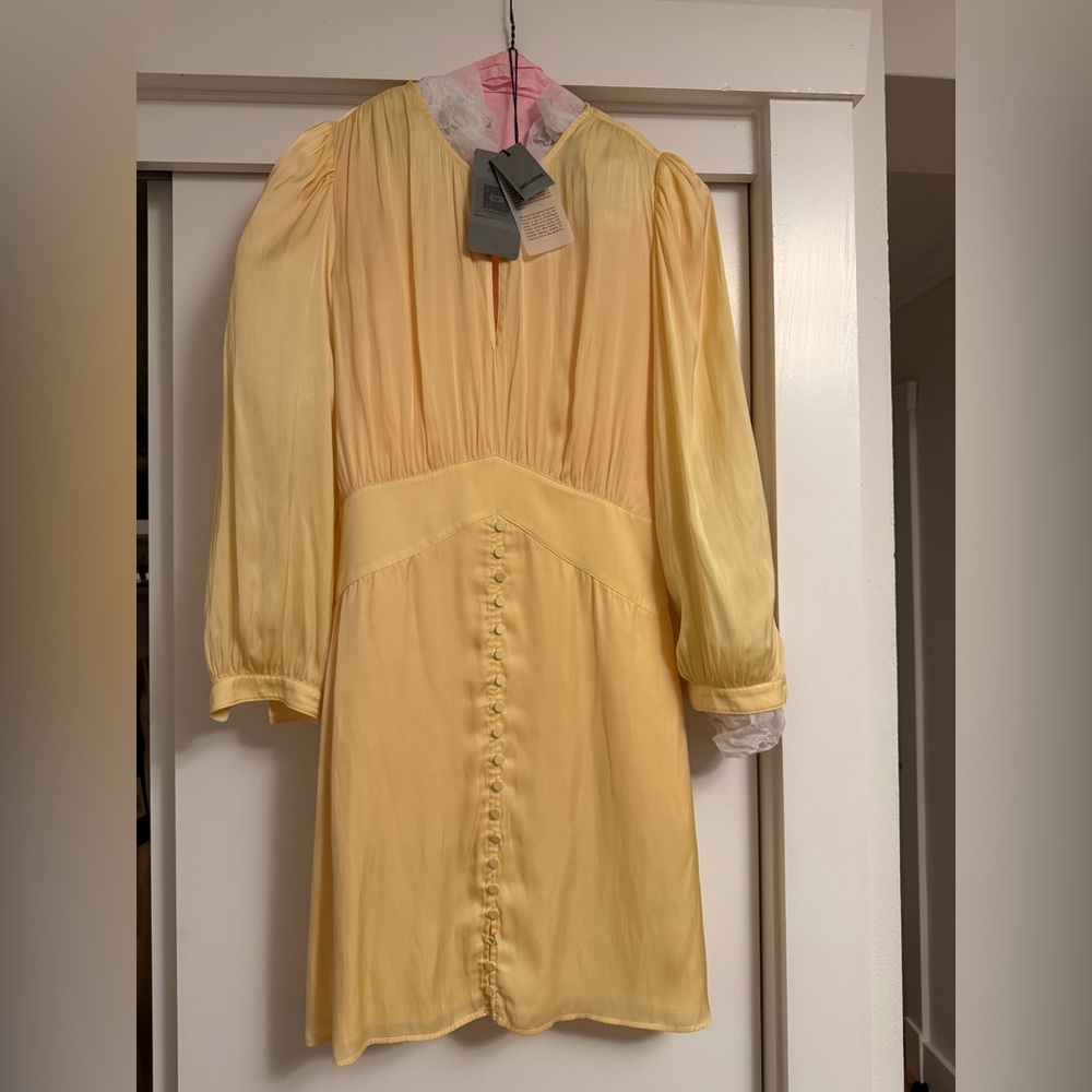 Zadig & Voltaire Elegant Yellow Long-Sleeve Dress